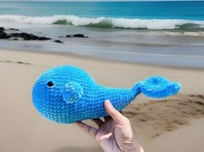Handmade Blue Baby Whale Amigurumi Plushy - 12  x10  x5" - FREE SHIPPING 