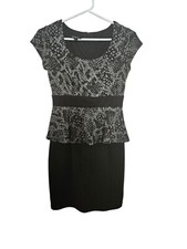 A. Buyer Dress Size 5 Black Peplum Business Casual Preppy Stretchy Excellent