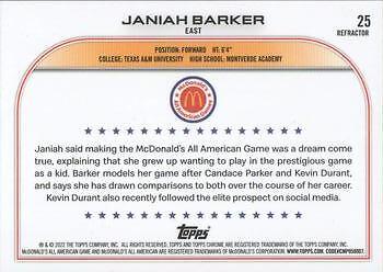 Janiah Barker 2022 Topps Chrome McDonald's All American - Refractor #25 - Picture 2 of 2