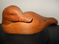 Hand Carved Folk Art Mallard Duck Decoy Original Primitive Quebec 12” Long (54)