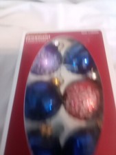 6 Glass Holiday Living Ornaments, Made In USA