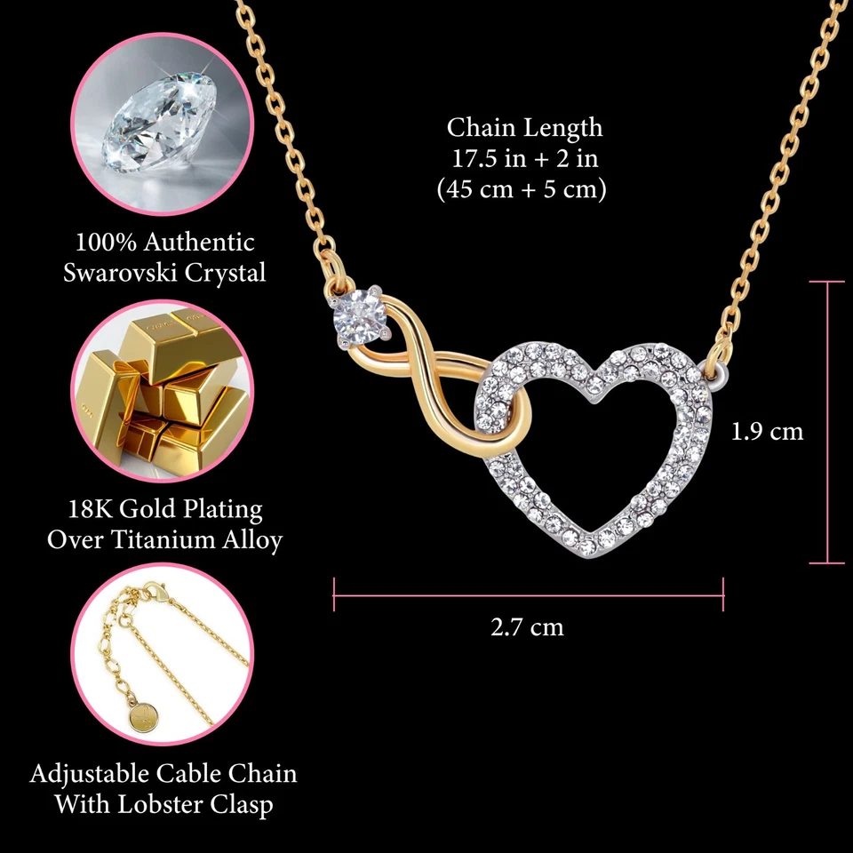 TRYNDI Collar Corazón Infinito Oro 18k para Mujer, Regalo de Navidad para Hija Foto 4 de 4