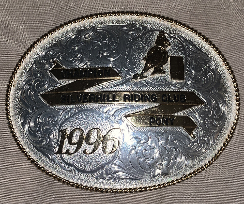 1996 Champion Barrel Racing Trophy Belt Buckle Montan… Gem
