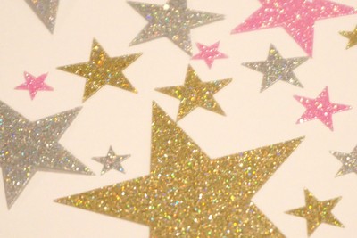 Bügelbild Sterne glitzer 35 Stück 24 Farben Flexfolie Pearl Glitter