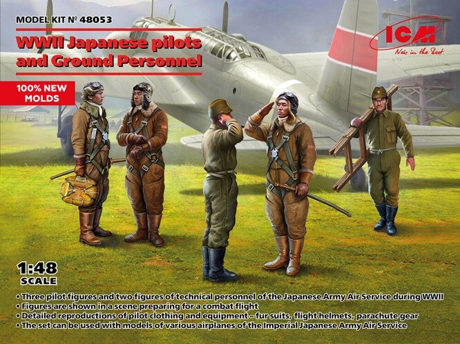 Icm 48053 - 1:48 Japanese Pilots and Ground Personnel WWII (100% New Molds)- New