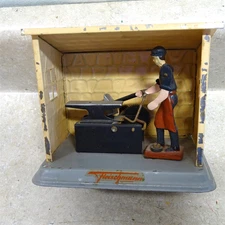 Vintage Fleischmann Western Germany Blacksmith Steam Toy With Crank Handle
