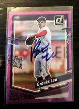 Brooks Lee - 2023 Panini Donruss Holo Purple Foil Prospect RC #107 Twins IP Auto