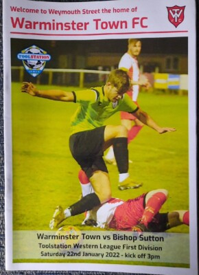 #ad WARMINSTER TOWN v BISHOP SUTTON TOOLSTATION WESTERN LEAGUE 1ST DIVISION 2022 GBP 3.50