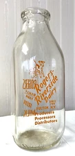 Vintage Square  Quart Milk Bottle - Rogers Riverside Dairy,  Fulton, N.Y.