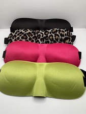 4-Pack 3D Contoured Sleep Masks, Adjustable Strap, Black Leopard Pink Green