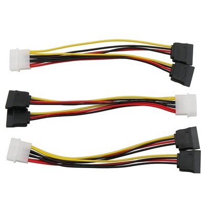 3pcs 4 Pin Molex To Dual SATA Power Y-Cable Adapter Male IDE To 15 Pin Female