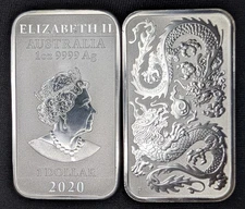 2020 Australian Rectangular Dragon 1 oz Silver Coin from the Perth Mint
