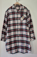 RALPH LAUREN Women's S Plaid Tartan Flannel Sleep Shirt Christmas Nightgown Logo