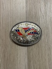 Western Eagle Belt Buckle Pressed Metal Inlay Cowboy Cowgirl Vtg 80s W