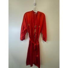 Vintage Kimono Chinese Dragon Red Kimono Robe Embroidered Dragons Small
