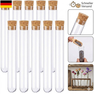 15 Stück Kunststoff Reagenzglas,Reagenzglas mit Korken,Reagenzgläser mit Korken,