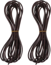 11 Yards Genuine Leather Cord in 2 Rolls, 4Mm Flat Full Grain Cowhide Strips, Da