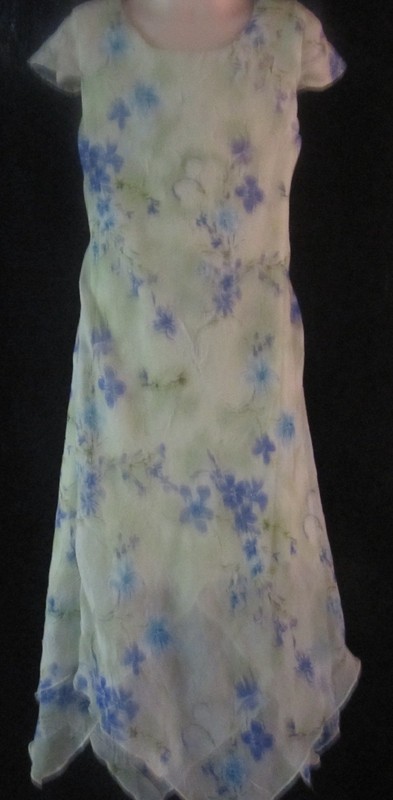 Amy Byer Short Sleeve Green Dress with Purple Flowers Size 7