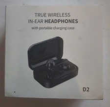 true wireless stereo earbuds D2 With Portable Charging Case, BRAND NEW