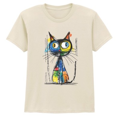 Hi Hi Jungen Mädchen Kinder T-Shirt Doodle Katze Geburtstag Geschenk für Kinder