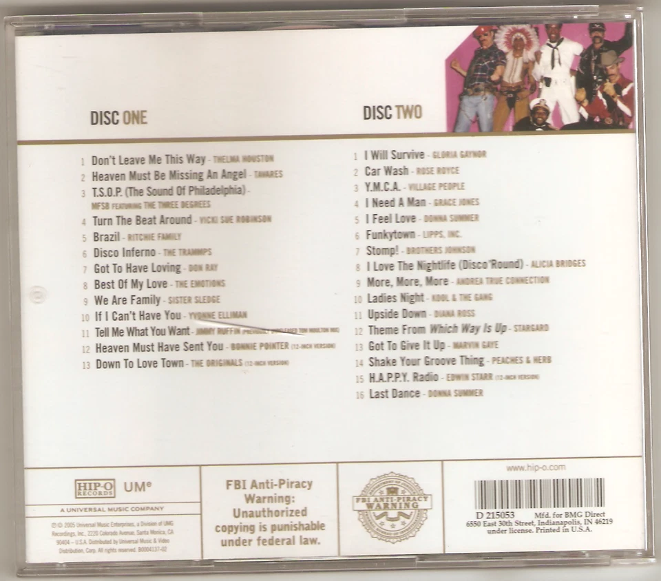VARIOUS ARTISTS DISCO GOLD HIP-O RECORDS B0004137-02 2005 2 CD JEWEL CASE VG+ Foto 2 de 4