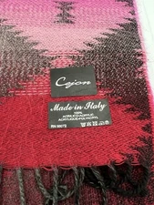 Cejon Vibrant Geometric Design In Pink/red Italian Acrylic Scarf