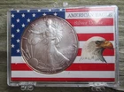 2001 American Silver Eagle Coin Sealed in Plastic Snap Case Some Toning to Edge