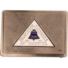 Telephone Pioneer America Telegraph At T Bell System Phone 70s Vtg Belt Buckle