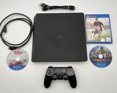 Sony Playstation 4 Slim 500GB Konsole | Schwarz | Kabel | 2x Spiele | PS4