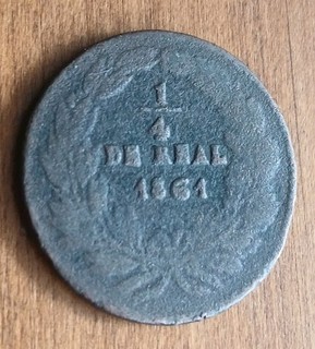 1861 Chihuahua Mexico 1/4 Real Copper Coin First Republic Mexican 9.7g