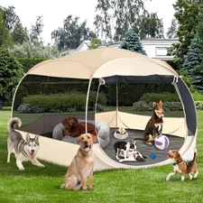 Xxlarge Popup Portable Dog Houses, 10'X4.8'H Assembly-Free Gazebo-Style Dog Cot 