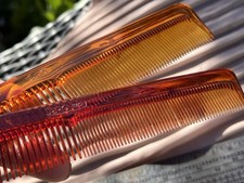 Vintage PRO Barber Comb Lot Made in USA PRO 1130 PRO 1170 Amber Tortoise