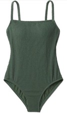 Kona Sol Womens One Piece Swimsuit Textured Pucker Square Neck High Coverage XL