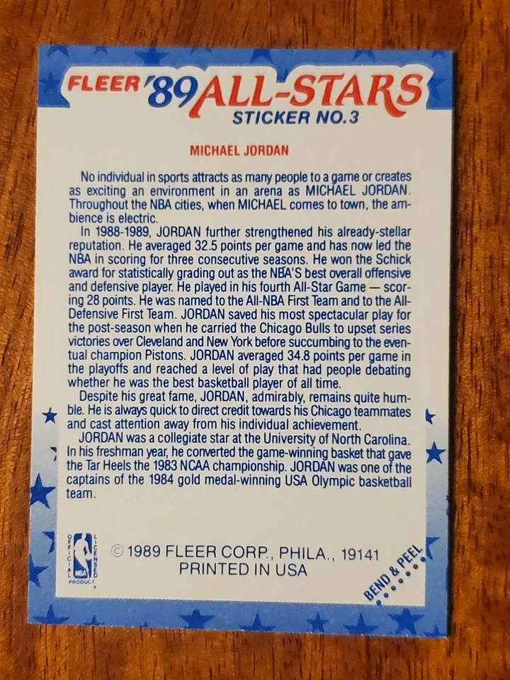 1989-90 FLEER COMPLETE STICKER SET 1-11 (JORDAN) PACK FRESH BEAUTIFUL - Image 2 of 4