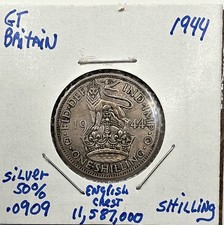 * SILVER * 1944 Great Britain 1 Shilling ** SILVER **