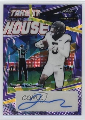 2022 Leaf Valiant Purple Crystals /10 Jaquarii Roberson Rookie Auto RC 11xt