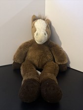 Build-A-Bear Brown Horse Plush 18” Stuffed Animal Cream Face Dark Hooves