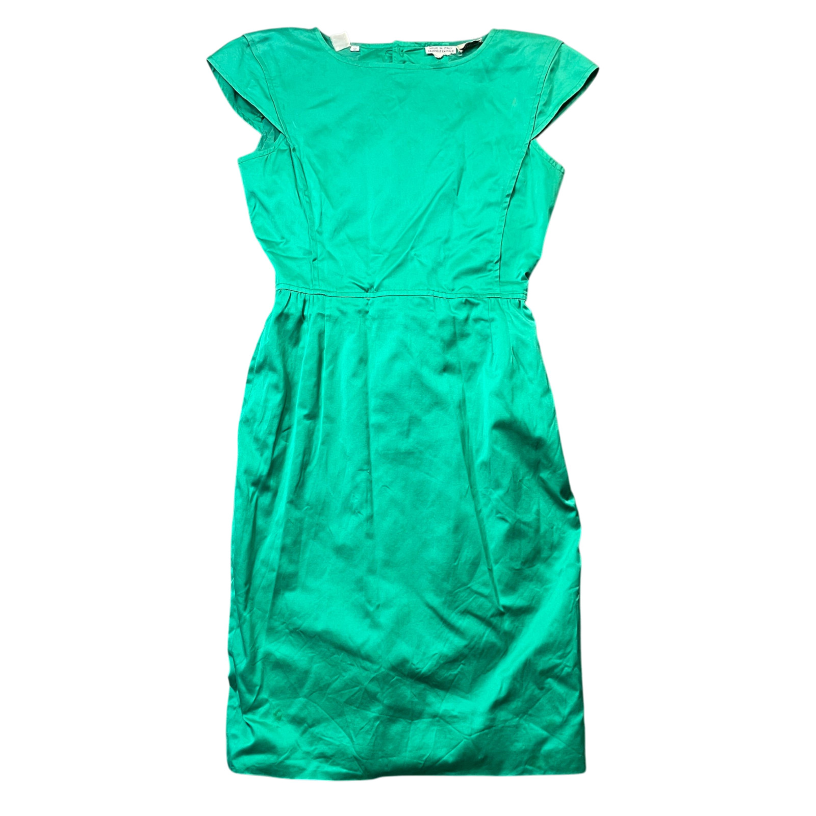Valentino Botique Vintage 12 Green Belted Sheath Dress Lined Cotton Blend