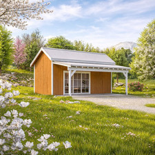 16’x24’ Shed Plan with a Covered Patio-Backyard Guest House designs