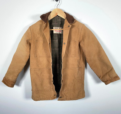 Walls Blanket Lined Canvas Jacket Youth Large Brown Snap Button Blizzard Pruf