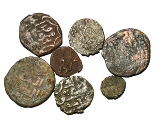 ANCIENT OTTOMAN LOT OF 7 ENIGMATIC COINS VERY WEIRD AE PRESERVATION (F)