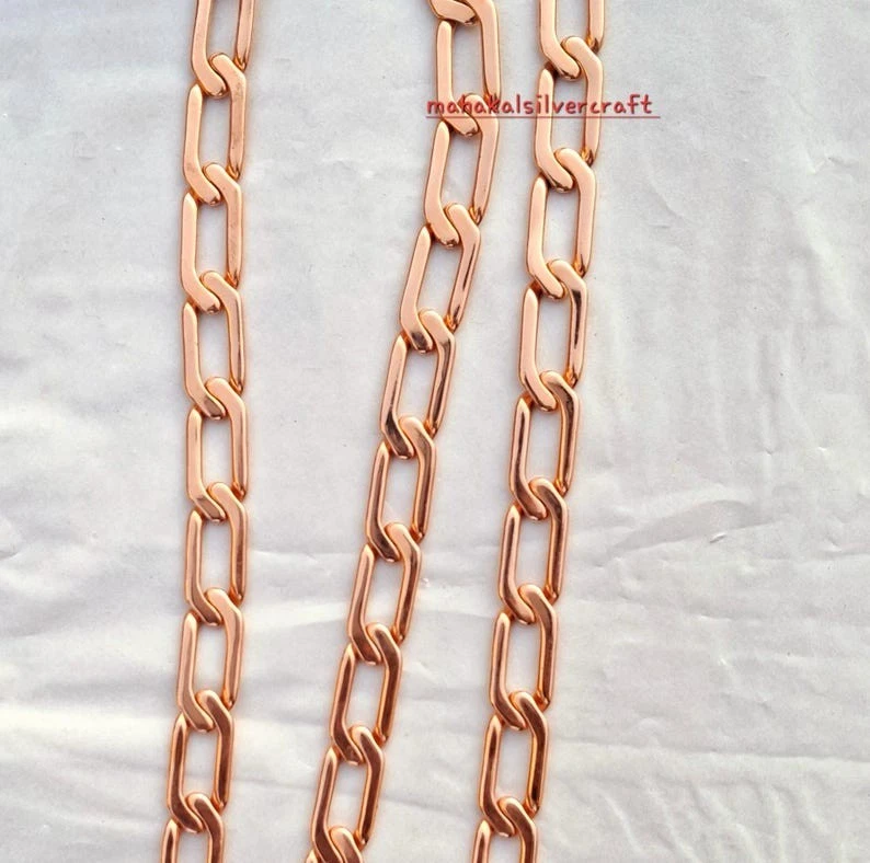 Cadena de cobre puro collar de cadena cubana de cobre macizo cadena hecha a mano cadena ADJ Foto 3 de 4