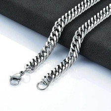 16-36" Inches Stainless Steel Silver Cuban Chain Men Womens Necklace 3/5/7/9/11m
