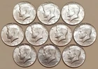 Lot Of 10 1967 Kennedy Half Dollars, 40 % Silver 1967 Halves, Fifty Cent Coins