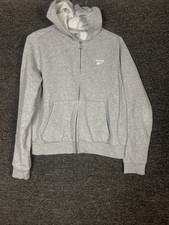 Reebok Unisex Adult Size Small Plain Gray Logo Zip Up Hoodie