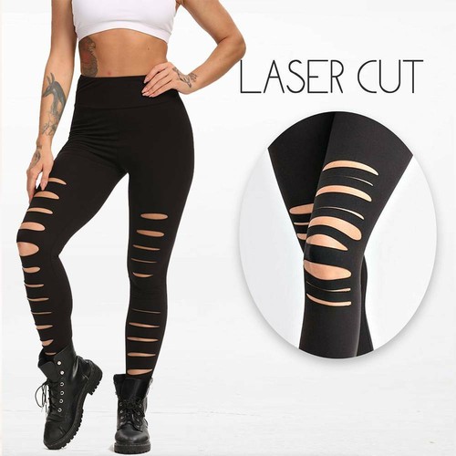 Elastic Women High Waist Ripped Slit 
