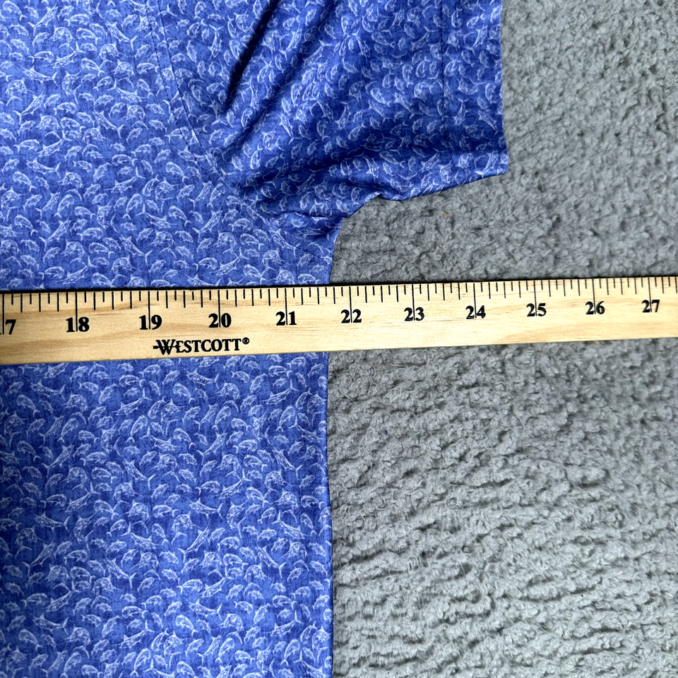 Hickey Freeman Shirt Mens Medium Blue Fish All Over Print Golf Polo