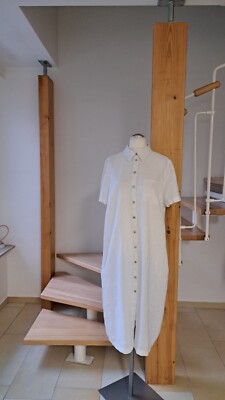 100% Leinen Hemdkleid Sommerkleid Damen weiß 36