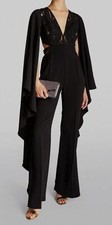 $5125 Zuhair Murad Women Black Beaded Silk Long Sleeve Jumpsuit Size FR 34 US 2