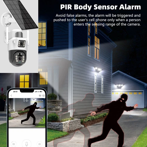 Auto-Tracking Outdoor Security Camera Solar Battery CCTV PTZ Camera Dual Lens - Picture 3 of 12